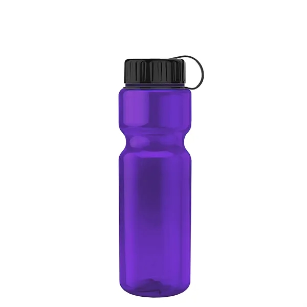 Transparent bottle with a tethered lid, 28 oz. size, reusable and... from ASI 40480 Koozie Group