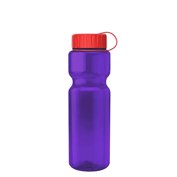 Transparent bottle with a tethered lid, 28 oz. size, reusable and... from ASI 40480 Koozie Group
