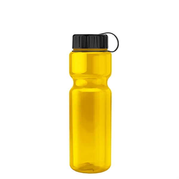 Transparent bottle with a tethered lid, 28 oz. size, reusable and... from ASI 40480 Koozie Group