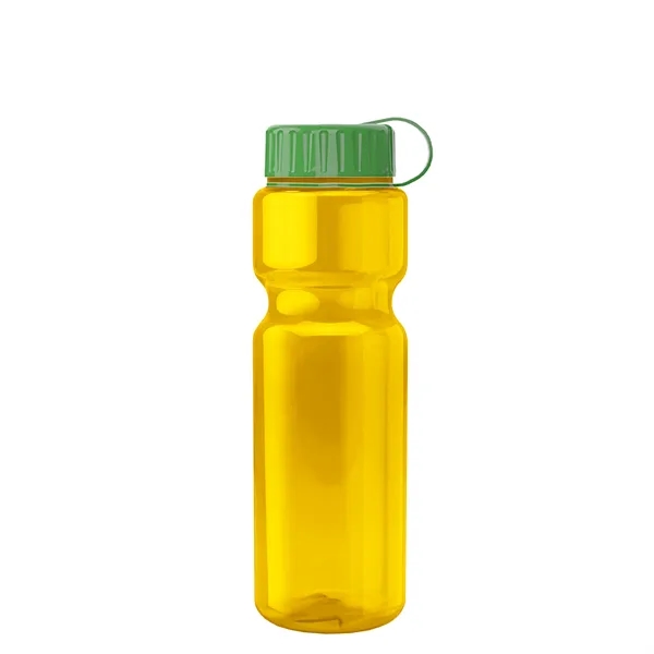 Transparent bottle with a tethered lid, 28 oz. size, reusable and... from ASI 40480 Koozie Group