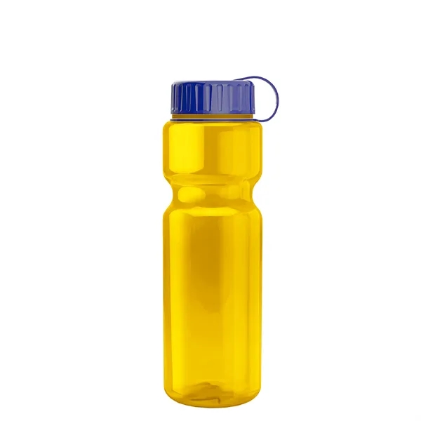 Transparent bottle with a tethered lid, 28 oz. size, reusable and... from ASI 40480 Koozie Group