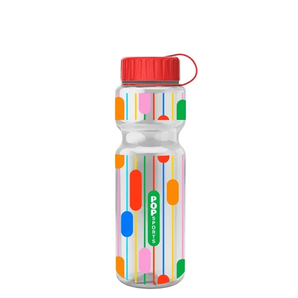 Transparent bottle with a tethered lid, 28 oz. size, reusable and... from ASI 40480 Koozie Group
