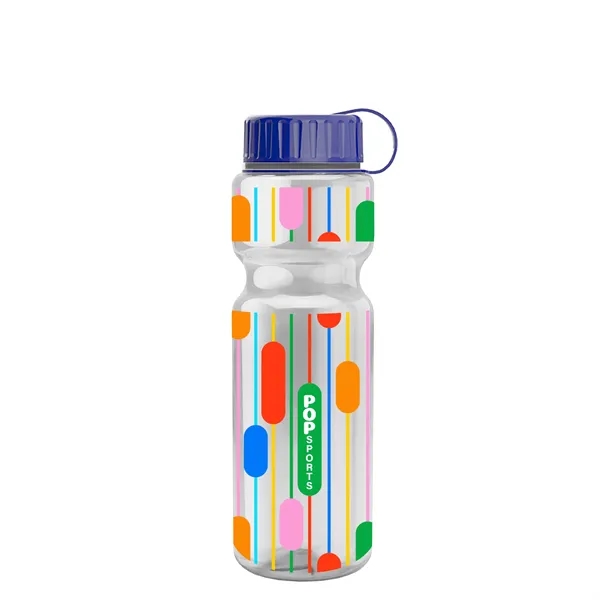 Transparent bottle with a tethered lid, 28 oz. size, reusable and... from ASI 40480 Koozie Group