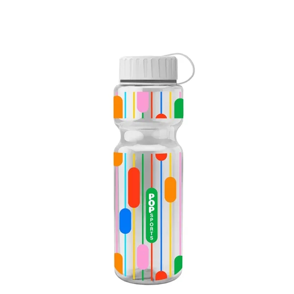 Transparent bottle with a tethered lid, 28 oz. size, reusable and... from ASI 40480 Koozie Group