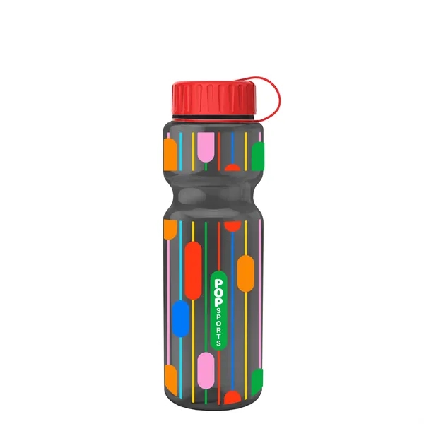 Transparent bottle with a tethered lid, 28 oz. size, reusable and... from ASI 40480 Koozie Group