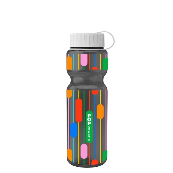 Transparent bottle with a tethered lid, 28 oz. size, reusable and... from ASI 40480 Koozie Group