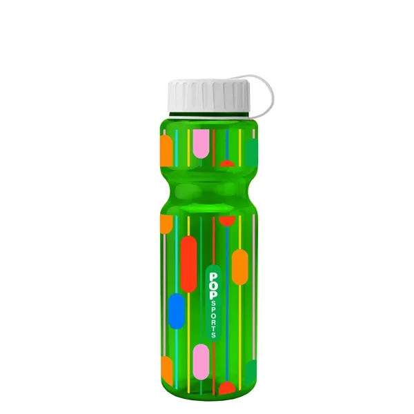 Transparent bottle with a tethered lid, 28 oz. size, reusable and... from ASI 40480 Koozie Group