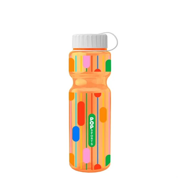 Transparent bottle with a tethered lid, 28 oz. size, reusable and... from ASI 40480 Koozie Group