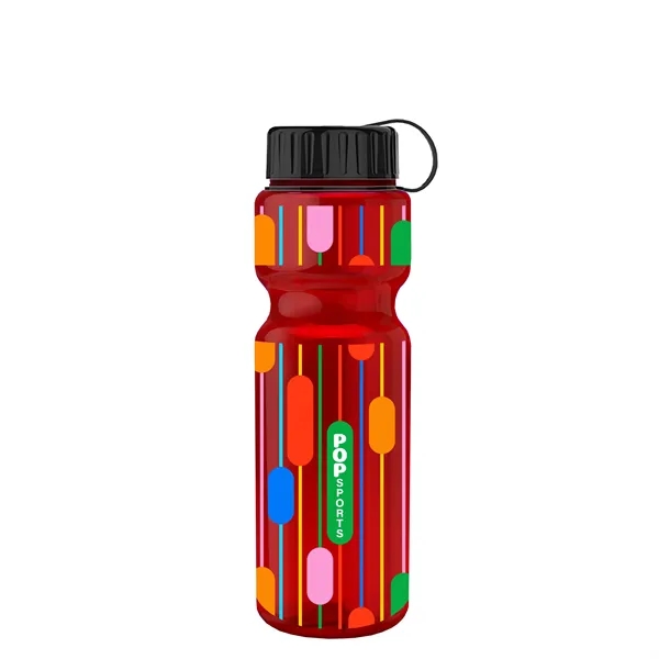 Transparent bottle with a tethered lid, 28 oz. size, reusable and... from ASI 40480 Koozie Group