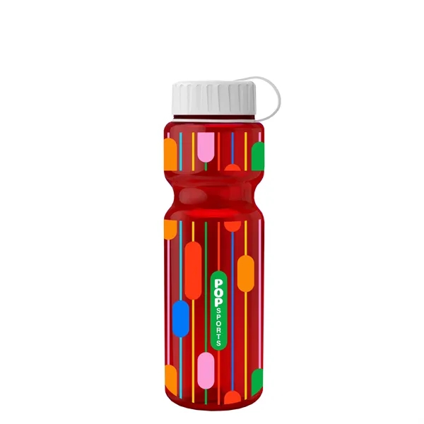 Transparent bottle with a tethered lid, 28 oz. size, reusable and... from ASI 40480 Koozie Group