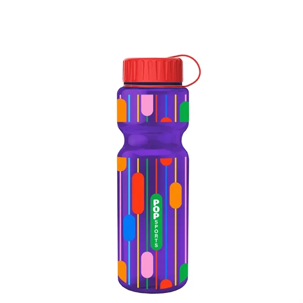 Transparent bottle with a tethered lid, 28 oz. size, reusable and... from ASI 40480 Koozie Group
