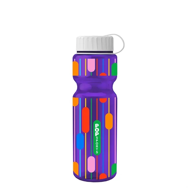 Transparent bottle with a tethered lid, 28 oz. size, reusable and... from ASI 40480 Koozie Group