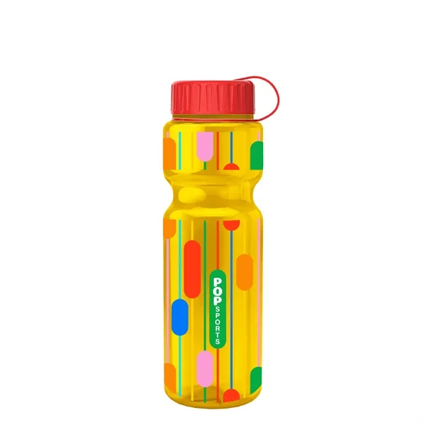 Transparent bottle with a tethered lid, 28 oz. size, reusable and... from ASI 40480 Koozie Group