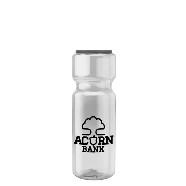 Transparent bottle with a tethered lid, 28 oz. size, reusable and... from ASI 40480 Koozie Group