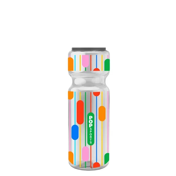 Transparent bottle with a tethered lid, 28 oz. size, reusable and... from ASI 40480 Koozie Group