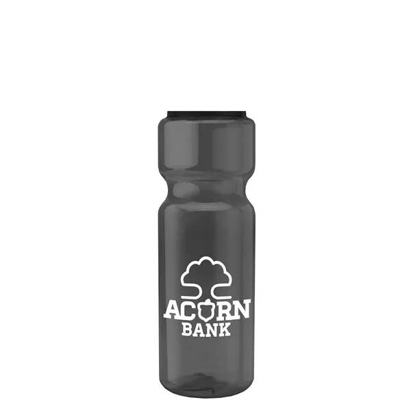 Transparent bottle with a tethered lid, 28 oz. size, reusable and... from ASI 40480 Koozie Group