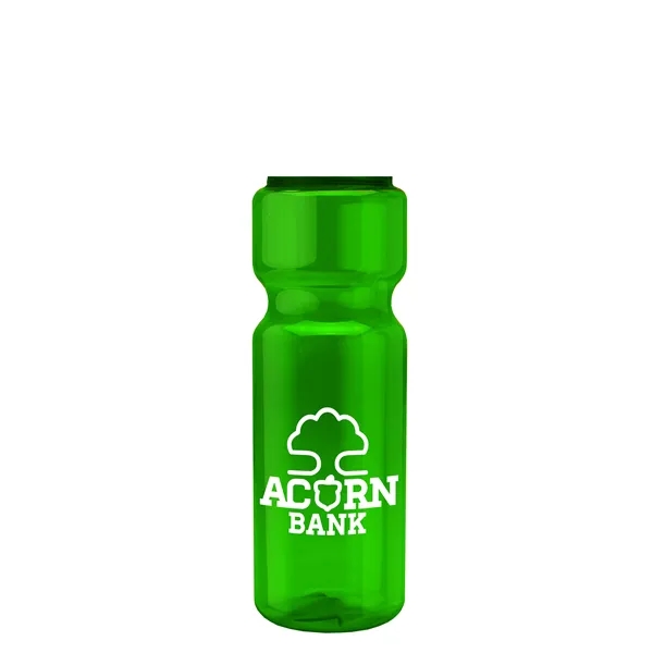 Transparent bottle with a tethered lid, 28 oz. size, reusable and... from ASI 40480 Koozie Group