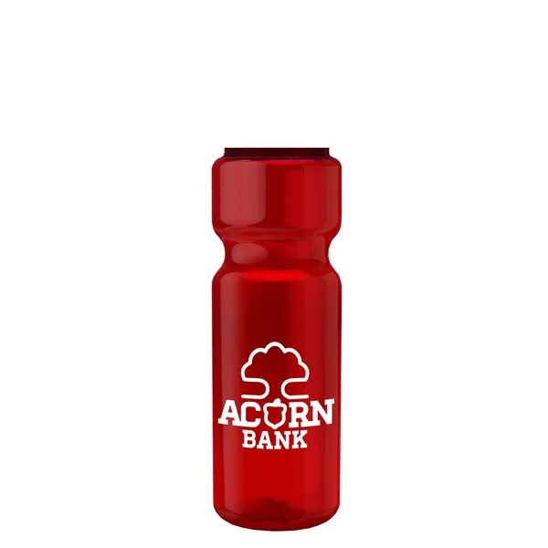 Transparent bottle with a tethered lid, 28 oz. size, reusable and... from ASI 40480 Koozie Group