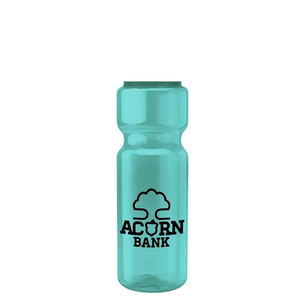 Transparent bottle with a tethered lid, 28 oz. size, reusable and... from ASI 40480 Koozie Group