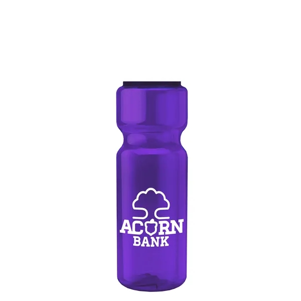 Transparent bottle with a tethered lid, 28 oz. size, reusable and... from ASI 40480 Koozie Group