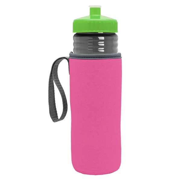 24 oz. Sports Bottle & Caddy - Push-Pull Lid... from ASI 40480 Koozie Group