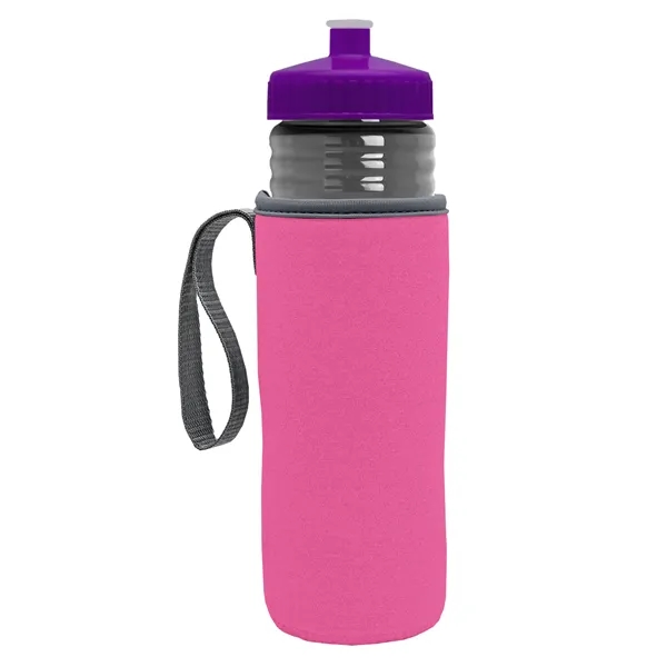 24 oz. Sports Bottle & Caddy - Push-Pull Lid... from ASI 40480 Koozie Group