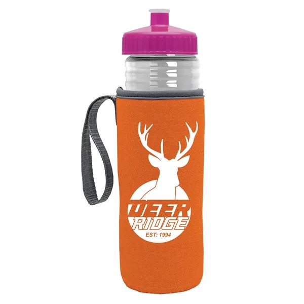 24 oz. Sports Bottle & Caddy - Push-Pull Lid... from ASI 40480 Koozie Group