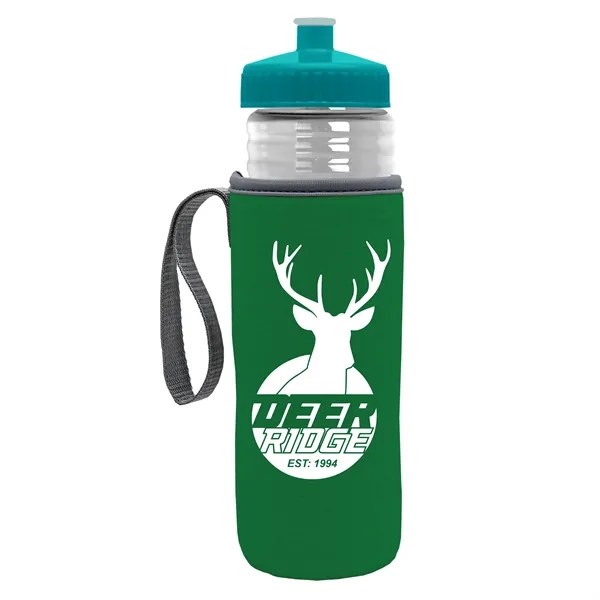 24 oz. Sports Bottle & Caddy - Push-Pull Lid... from ASI 40480 Koozie Group