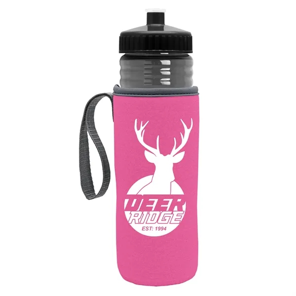 24 oz. Sports Bottle & Caddy - Push-Pull Lid... from ASI 40480 Koozie Group