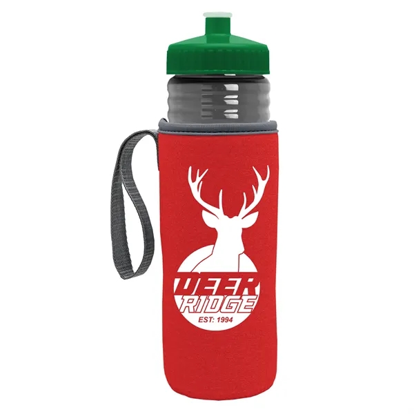 24 oz. Sports Bottle & Caddy - Push-Pull Lid... from ASI 40480 Koozie Group
