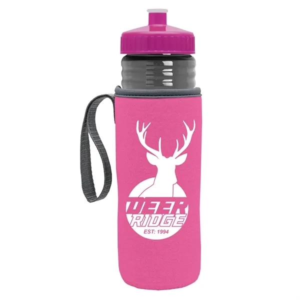 24 oz. Sports Bottle & Caddy - Push-Pull Lid... from ASI 40480 Koozie Group