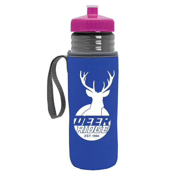 24 oz. Sports Bottle & Caddy - Push-Pull Lid... from ASI 40480 Koozie Group