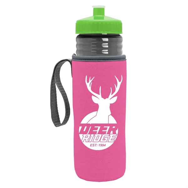 24 oz. Sports Bottle & Caddy - Push-Pull Lid... from ASI 40480 Koozie Group