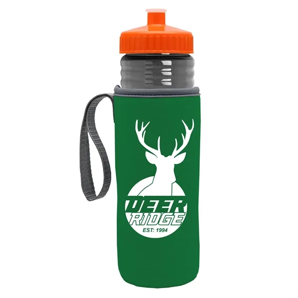 24 oz. Sports Bottle & Caddy - Push-Pull Lid... from ASI 40480 Koozie Group