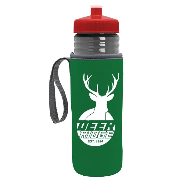 24 oz. Sports Bottle & Caddy - Push-Pull Lid... from ASI 40480 Koozie Group