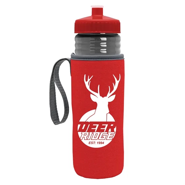 24 oz. Sports Bottle & Caddy - Push-Pull Lid... from ASI 40480 Koozie Group