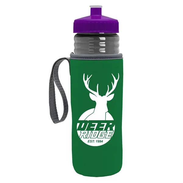 24 oz. Sports Bottle & Caddy - Push-Pull Lid... from ASI 40480 Koozie Group