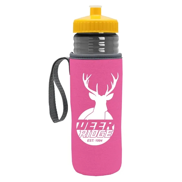 24 oz. Sports Bottle & Caddy - Push-Pull Lid... from ASI 40480 Koozie Group