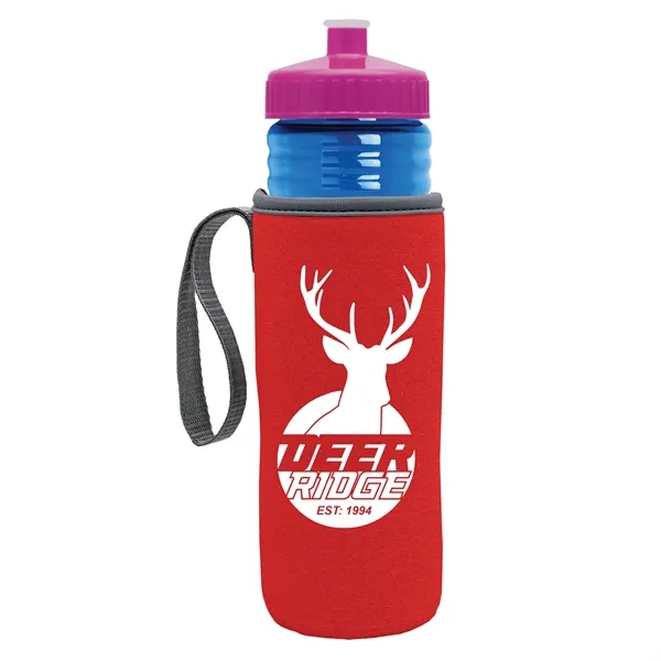24 oz. Sports Bottle & Caddy - Push-Pull Lid... from ASI 40480 Koozie Group