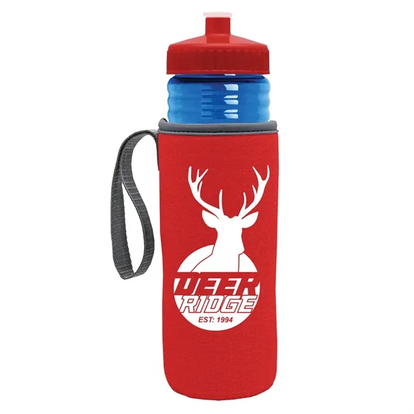 24 oz. Sports Bottle & Caddy - Push-Pull Lid... from ASI 40480 Koozie Group
