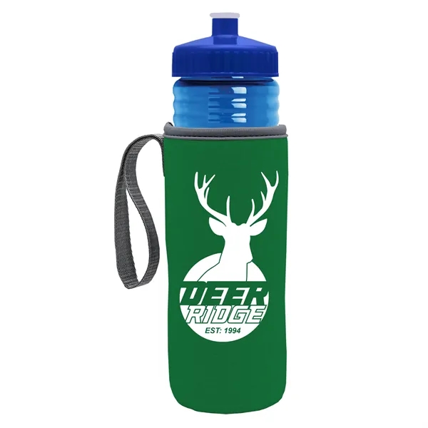 24 oz. Sports Bottle & Caddy - Push-Pull Lid... from ASI 40480 Koozie Group