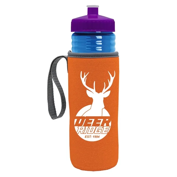 24 oz. Sports Bottle & Caddy - Push-Pull Lid... from ASI 40480 Koozie Group