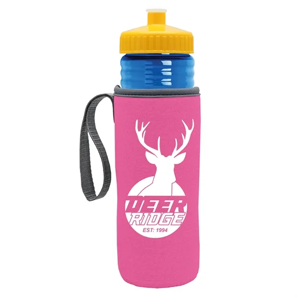 24 oz. Sports Bottle & Caddy - Push-Pull Lid... from ASI 40480 Koozie Group