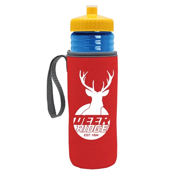 24 oz. Sports Bottle & Caddy - Push-Pull Lid... from ASI 40480 Koozie Group