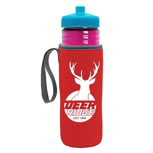 24 oz. Sports Bottle & Caddy - Push-Pull Lid... from ASI 40480 Koozie Group