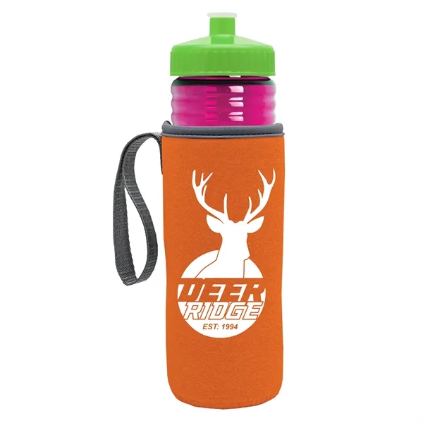 24 oz. Sports Bottle & Caddy - Push-Pull Lid... from ASI 40480 Koozie Group