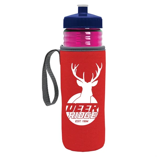 24 oz. Sports Bottle & Caddy - Push-Pull Lid... from ASI 40480 Koozie Group