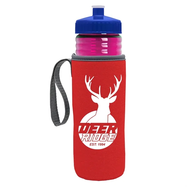 24 oz. Sports Bottle & Caddy - Push-Pull Lid... from ASI 40480 Koozie Group
