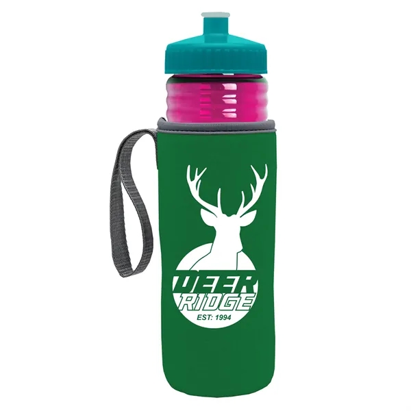 24 oz. Sports Bottle & Caddy - Push-Pull Lid... from ASI 40480 Koozie Group