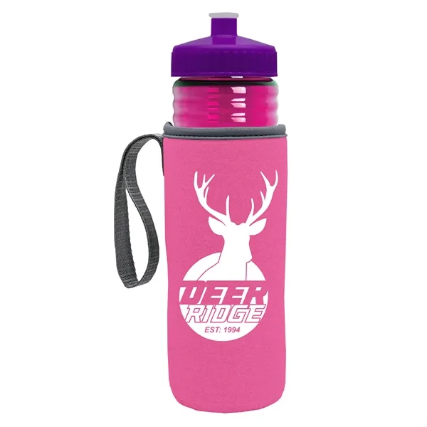 24 oz. Sports Bottle & Caddy - Push-Pull Lid... from ASI 40480 Koozie Group